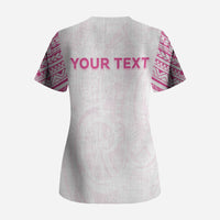 Personalised New Zealand Aotearoa Scrub Top Nurse Tribal Pink Version LT05 - Polynesian Pride