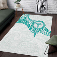 New Zealand Aotearoa Area Rug Nurse Tribal Teal Version LT05 Teal - Polynesian Pride