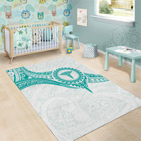 New Zealand Aotearoa Area Rug Nurse Tribal Teal Version LT05 - Polynesian Pride