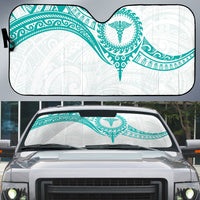 New Zealand Aotearoa Auto Sun Shade Nurse Tribal Teal Version LT05 Teal - Polynesian Pride