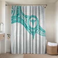 New Zealand Aotearoa Bathroom Set Nurse Tribal Teal Version LT05 Shower Curtain Only Teal - Polynesian Pride