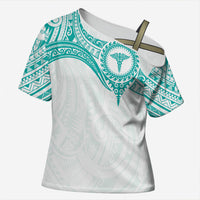 Personalised New Zealand Aotearoa Cross Shoulder Shirt Nurse Tribal Teal Version LT05 Female Teal - Polynesian Pride