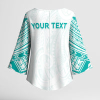Personalised New Zealand Aotearoa Kimono Sleeve Blouse Nurse Tribal Teal Version LT05 - Polynesian Pride