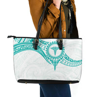 New Zealand Aotearoa Leather Tote Bag Nurse Tribal Teal Version LT05 - Polynesian Pride