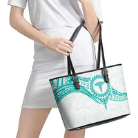 New Zealand Aotearoa Leather Tote Bag Nurse Tribal Teal Version LT05 - Polynesian Pride