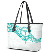 New Zealand Aotearoa Leather Tote Bag Nurse Tribal Teal Version LT05 - Polynesian Pride