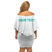 Personalised New Zealand Aotearoa Off Shoulder Short Dress Nurse Tribal Teal Version LT05 - Polynesian Pride