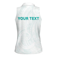Personalised New Zealand Aotearoa Women Sleeveless Polo Shirt Nurse Tribal Teal Version