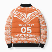 Personalised Tonga Tailulu College Bomber Puffer Jacket Tongan Kupesi Pattern LT05 - Polynesian Pride
