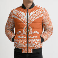 Personalised Tonga Tailulu College Bomber Puffer Jacket Tongan Kupesi Pattern LT05 - Polynesian Pride