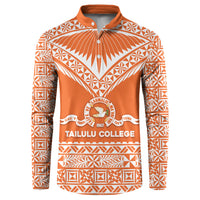 Personalised Tonga Tailulu College Button Sweatshirt Tongan Kupesi Pattern LT05 Orange - Polynesian Pride