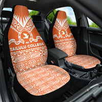 Tonga Tailulu College Car Seat Cover Tongan Kupesi Pattern LT05 One Size Orange - Polynesian Pride