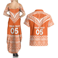 Personalised Tonga Tailulu College Couples Matching Summer Maxi Dress and Hawaiian Shirt Tongan Kupesi Pattern LT05 - Polynesian Pride