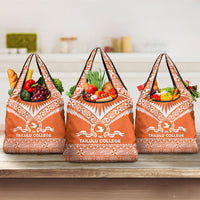 Tonga Tailulu College Grocery Bag Tongan Kupesi Pattern LT05 3-pack One Size Orange - Polynesian Pride