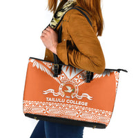 Tonga Tailulu College Leather Tote Bag Tongan Kupesi Pattern LT05 Orange - Polynesian Pride