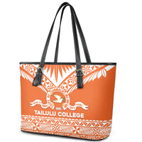 Tonga Tailulu College Leather Tote Bag Tongan Kupesi Pattern LT05 - Polynesian Pride