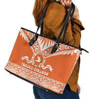 Tonga Tailulu College Leather Tote Bag Tongan Kupesi Pattern LT05 - Polynesian Pride