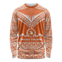 Personalised Tonga Tailulu College Long Sleeve Shirt Tongan Kupesi Pattern LT05 Unisex Orange - Polynesian Pride