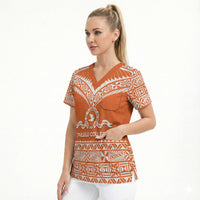 Personalised Tonga Tailulu College Scrub Top Tongan Kupesi Pattern LT05 - Polynesian Pride