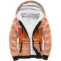 Personalised Tonga Tailulu College Sherpa Hoodie Tongan Kupesi Pattern LT05 Unisex Orange - Polynesian Pride