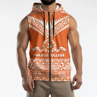 Personalised Tonga Tailulu College Sleeveless Zip Hoodie Tongan Kupesi Pattern LT05 - Polynesian Pride