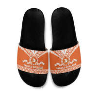Tonga Tailulu College Slide Sandals Tongan Kupesi Pattern LT05 Orange - Polynesian Pride