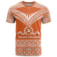 Personalised Tonga Tailulu College T Shirt Tongan Kupesi Pattern LT05 Orange - Polynesian Pride
