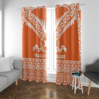 Tonga Tailulu College Window Curtain Tongan Kupesi Pattern LT05 With Grommets Orange - Polynesian Pride