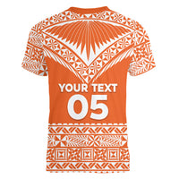 Personalised Tonga Tailulu College Women V-Neck T-Shirt Tongan Kupesi Pattern LT05 - Polynesian Pride