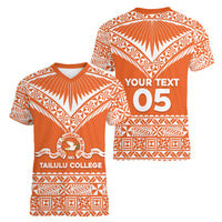 Personalised Tonga Tailulu College Women V-Neck T-Shirt Tongan Kupesi Pattern LT05 - Polynesian Pride