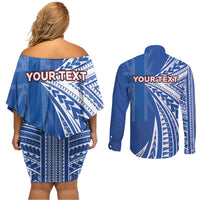 Personalised Hawaii 808 Couples Matching Off Shoulder Short Dress and Long Sleeve Button Shirt Unique Style LT05 - Polynesian Pride