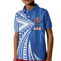 Personalised Hawaii 808 Kid Polo Shirt Unique Style LT05 Kid Blue - Polynesian Pride