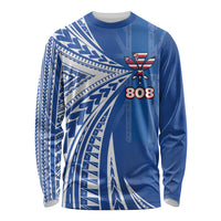 Personalised Hawaii 808 Long Sleeve Shirt Unique Style LT05 Unisex Blue - Polynesian Pride