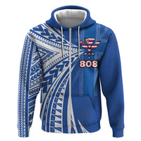 Personalised Hawaii 808 Zip Hoodie Unique Style LT05 Zip Hoodie Blue - Polynesian Pride