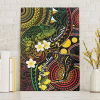 Vanuatu And Australia Aboriginal Canvas Wall Art Iguana And Kangaroo Together LT05 Without Frame Black - Polynesian Pride
