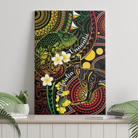 Vanuatu And Australia Aboriginal Canvas Wall Art Iguana And Kangaroo Together LT05 - Polynesian Pride