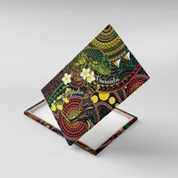 Vanuatu And Australia Aboriginal Canvas Wall Art Iguana And Kangaroo Together LT05 With Frame Black - Polynesian Pride