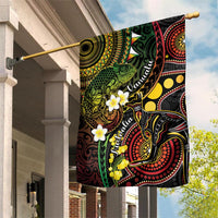 Vanuatu And Australia Aboriginal Garden Flag Iguana And Kangaroo Together LT05 House Flag Black - Polynesian Pride