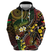 Vanuatu And Australia Aboriginal Hoodie Iguana And Kangaroo Together