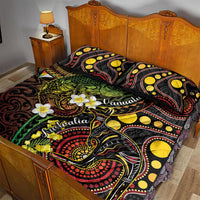 Vanuatu And Australia Aboriginal Quilt Bed Set Iguana And Kangaroo Together LT05 - Polynesian Pride