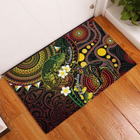 Vanuatu And Australia Aboriginal Rubber Doormat Iguana And Kangaroo Together LT05 - Polynesian Pride
