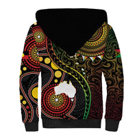 Vanuatu And Australia Aboriginal Sherpa Hoodie Iguana And Kangaroo Together LT05 - Polynesian Pride