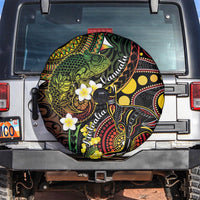 Vanuatu And Australia Aboriginal Spare Tire Cover Iguana And Kangaroo Together LT05 Black - Polynesian Pride