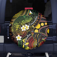 Vanuatu And Australia Aboriginal Spare Tire Cover Iguana And Kangaroo Together LT05 - Polynesian Pride