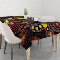Vanuatu And Australia Aboriginal Tablecloth Iguana And Kangaroo Together LT05 - Polynesian Pride