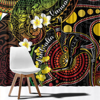 Vanuatu And Australia Aboriginal Window Curtain Iguana And Kangaroo Together LT05 - Polynesian Pride