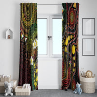 Vanuatu And Australia Aboriginal Window Curtain Iguana And Kangaroo Together LT05 - Polynesian Pride
