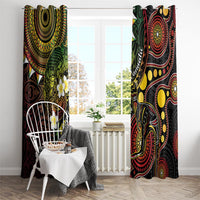 Vanuatu And Australia Aboriginal Window Curtain Iguana And Kangaroo Together LT05 - Polynesian Pride