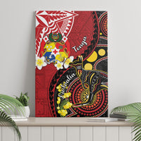 Tonga Ngatu And Australia Aboriginal Canvas Wall Art Tongan Dove And Kangaroo Together LT05 - Polynesian Pride