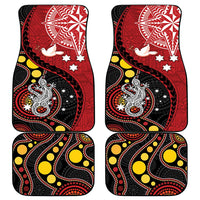 Tonga Ngatu And Australia Aboriginal Car Mats Tongan Dove And Kangaroo Together LT05 - Polynesian Pride